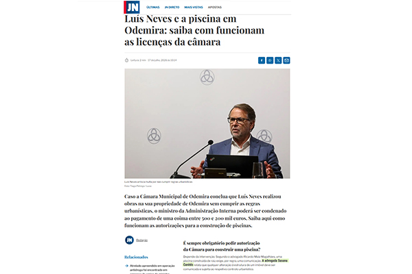 Susana Canêdo Advogada - Obras em propriedades privadas testemunho JN